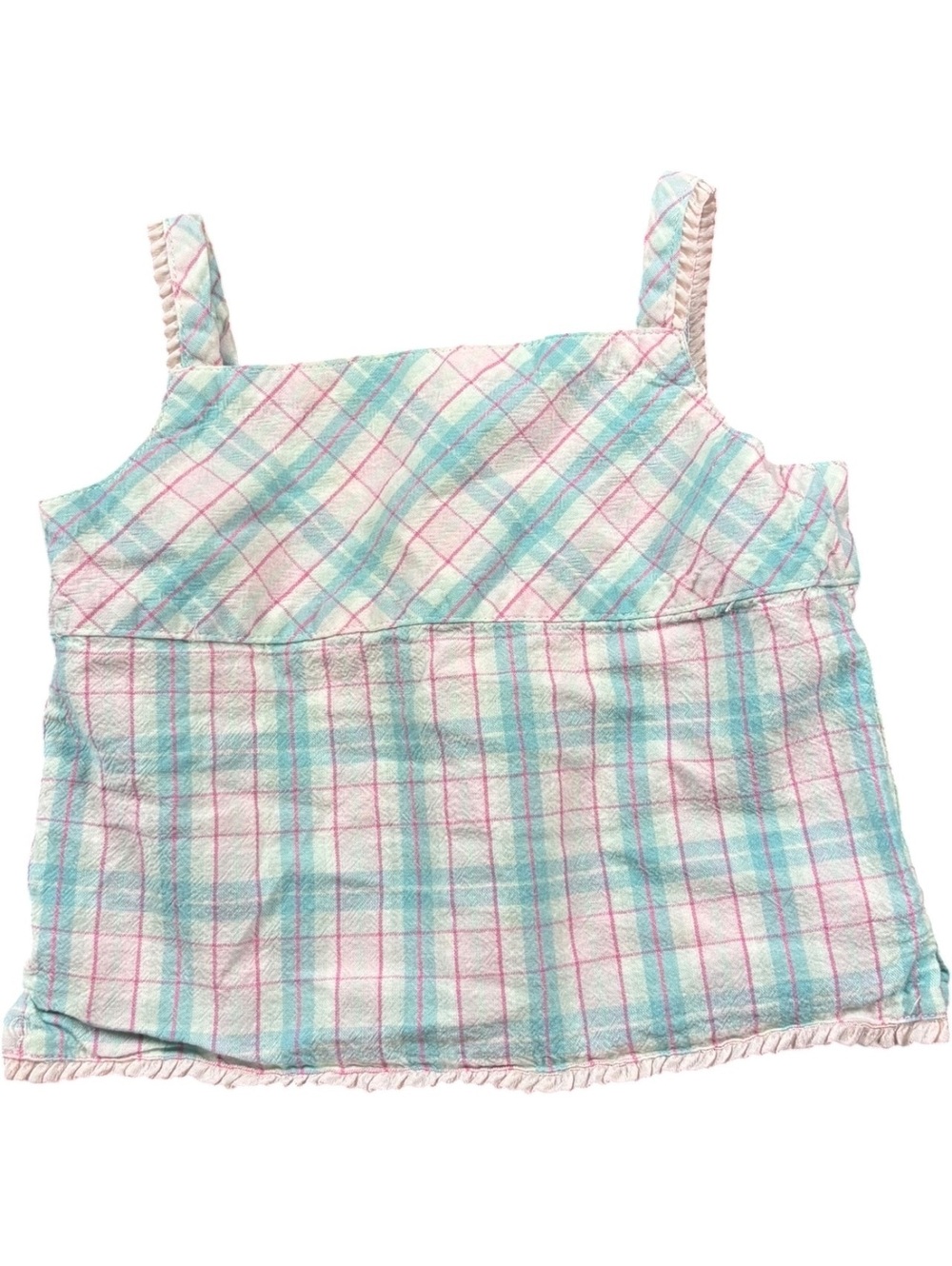 2nd Step Y2K Plaid Ruffle Button Tank Top